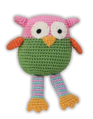 Knit Knacks Wise Guy Owl Organic Cotton Small Dog Toy